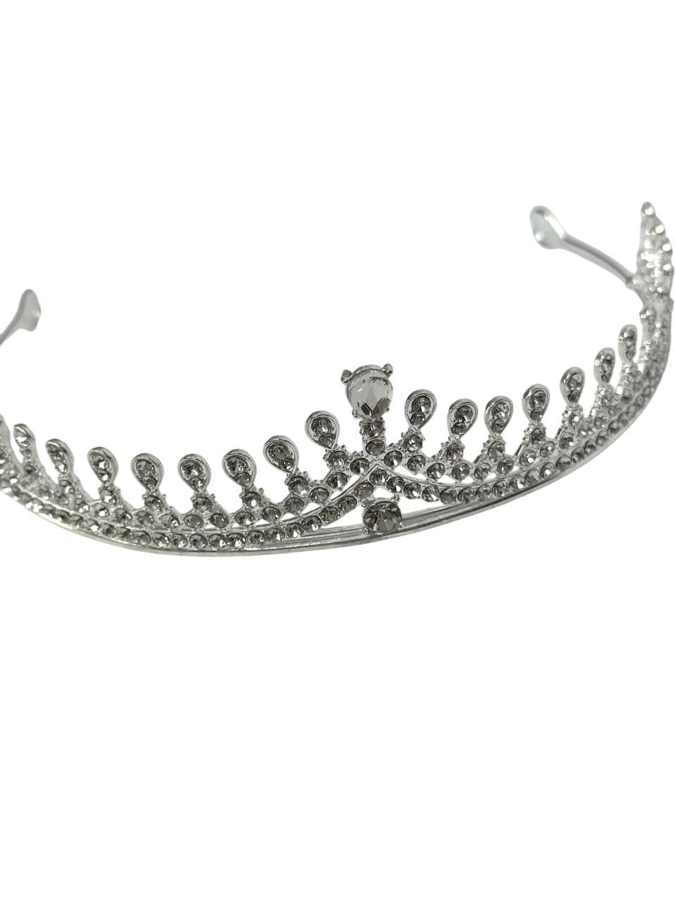 Celestial Grace Silver Crystal Tiara – Bridal Wedding Crown – Boho Halo Headpiece