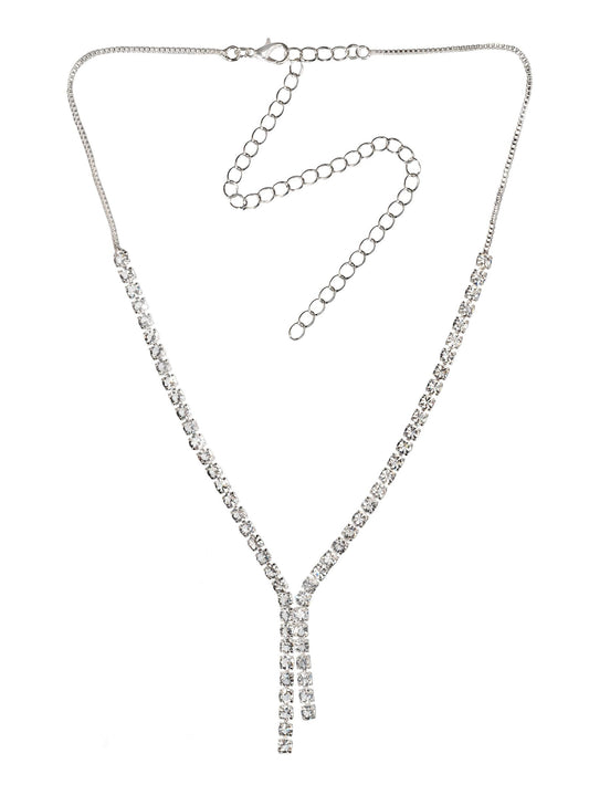 Inspire Line Jewelry Set – Minimalist Silver Necklace & Earrings – Dainty Modern Gift for Her