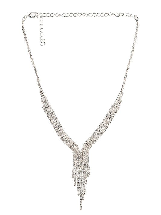 Light Flow Set – Luxury Hand-Set Jewelry Over 300 – Crystal Pearl Necklace Earrings - Elegant Gift for Her