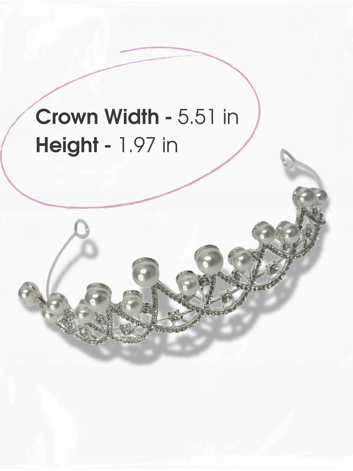 Eternal Grace Pearl Bridal Tiara – Silver Faux Pearl Wedding Crown – Elegant Halo Headpiece
