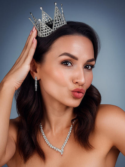 Radiant Whisper Mini Bridal Crown – Silver Crystal Tiara – Delicate Wedding Halo Headpiece