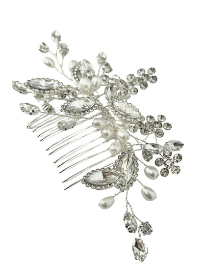 Morning Dew Hair Comb – Brass Bridal Hairpiece, Gold-Tone Dewdrop Comb, Minimalist Wedding Accessory, Romantic Hair Vine