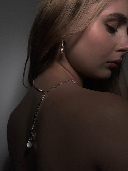 Line of Light Set • Gold Brass Jewelry Set • Minimalist Reversible Necklace + Bracelet • Gift for Her