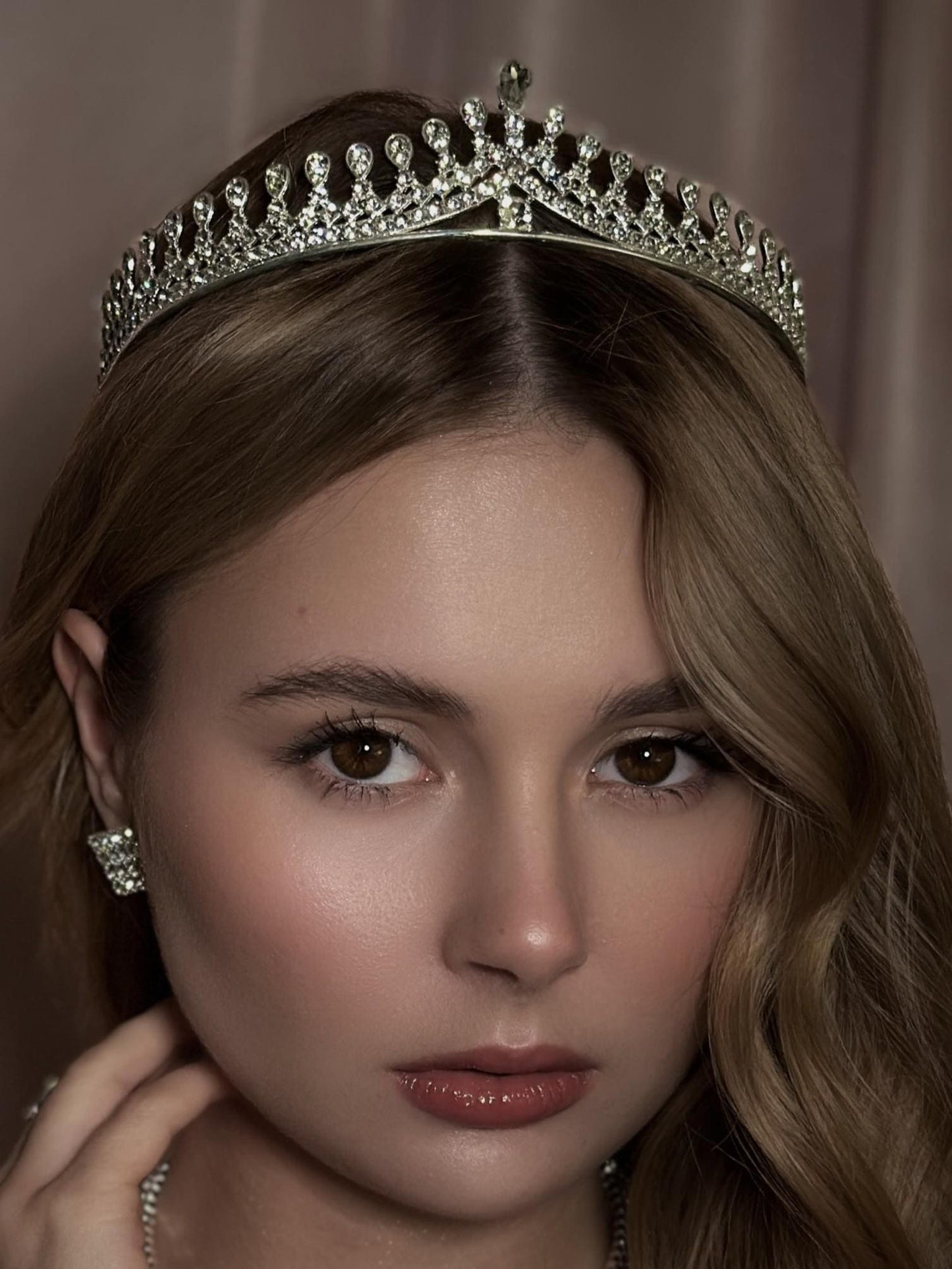 Celestial Grace Silver Crystal Tiara – Bridal Wedding Crown – Boho Halo Headpiece