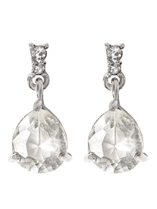 Tone Brass Pear-Shape Crystal Earrings