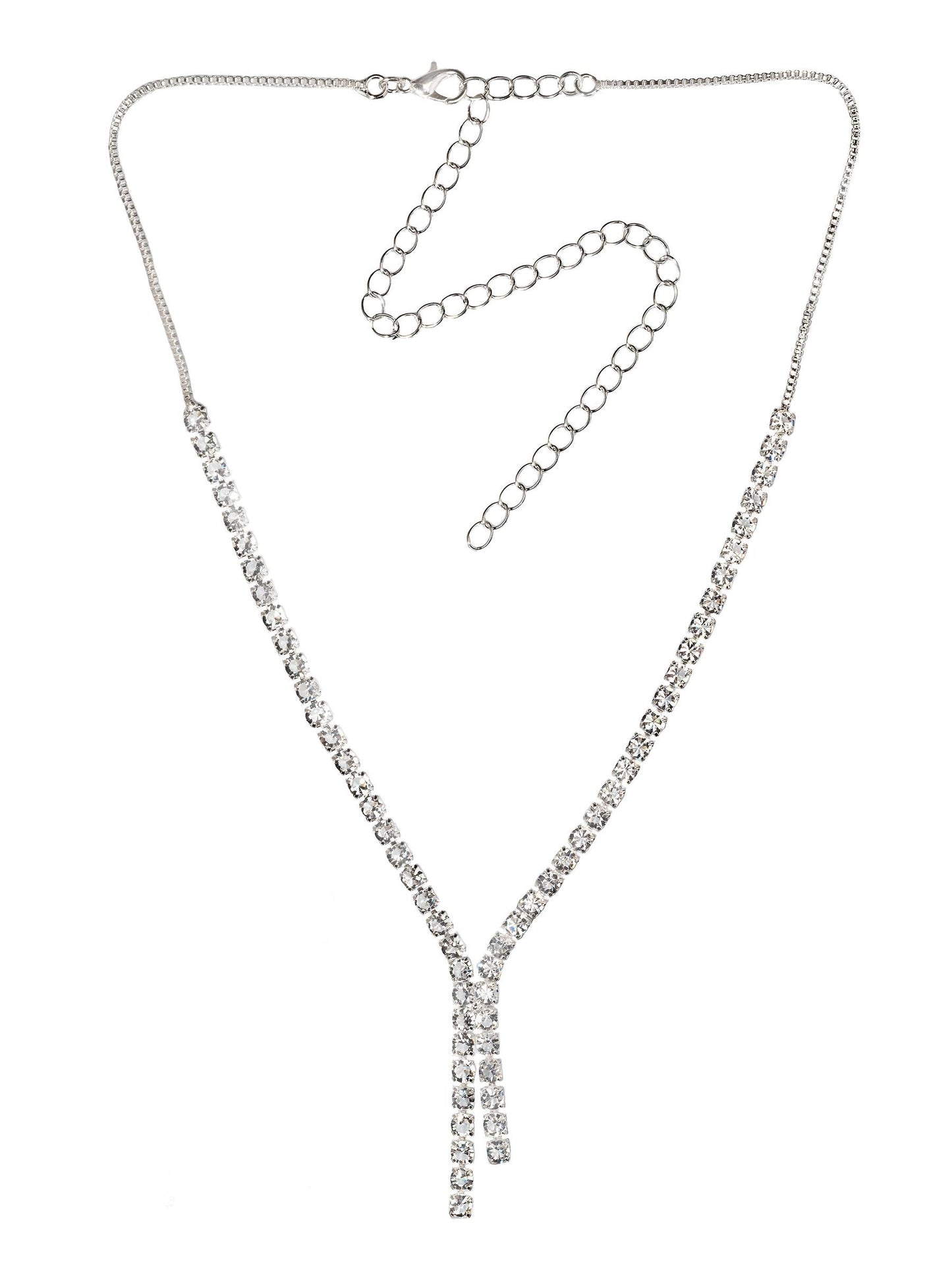 Inspire Line Jewelry Set – Minimalist Silver Necklace & Earrings – Dainty Modern Gift for Her