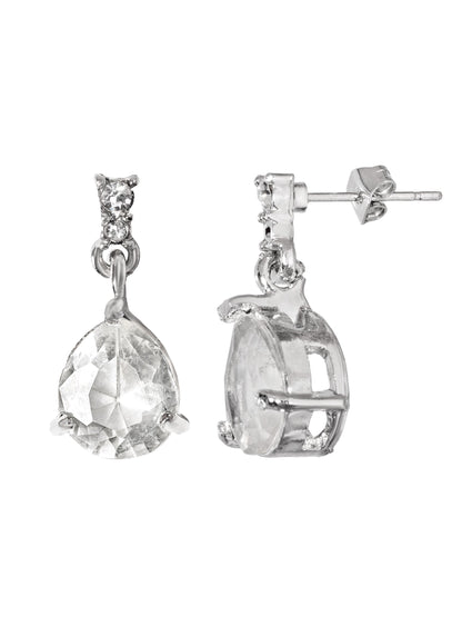 Lumière Drops – Handmade Silver-Tone Brass Pear-Shape Crystal Earrings – Elegant Drop Gift for Her