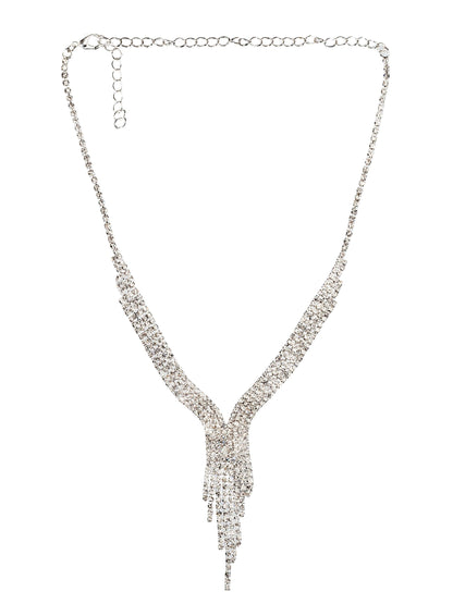 Light Flow Set – Luxury Hand-Set Jewelry Over 300 – Crystal  Pearl Necklace  Earrings  - Elegant Gift for Her