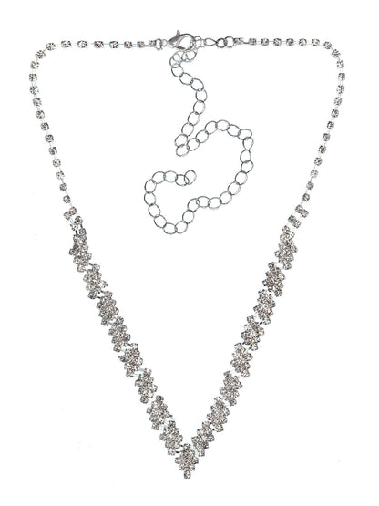 Royal Glow Brass Jewelry Set – Handmade Silver-Tone Necklace & Earrings – Regal Gift for Her