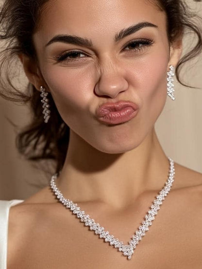 Inspire Line Set — Minimalist Brass Jewelry Set, Necklace  Earrings, Gold-Tone Linear Design, Modern Bridal & Everyday Gift